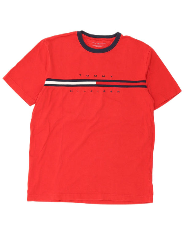 T-shirt grafica da uomo Tommy Hilfiger Top grande in cotone rosso