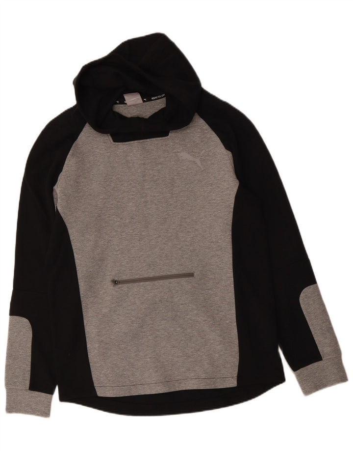 Puma Herren-Kapuzenpullover aus mittelgrauer Colourblock-Baumwolle