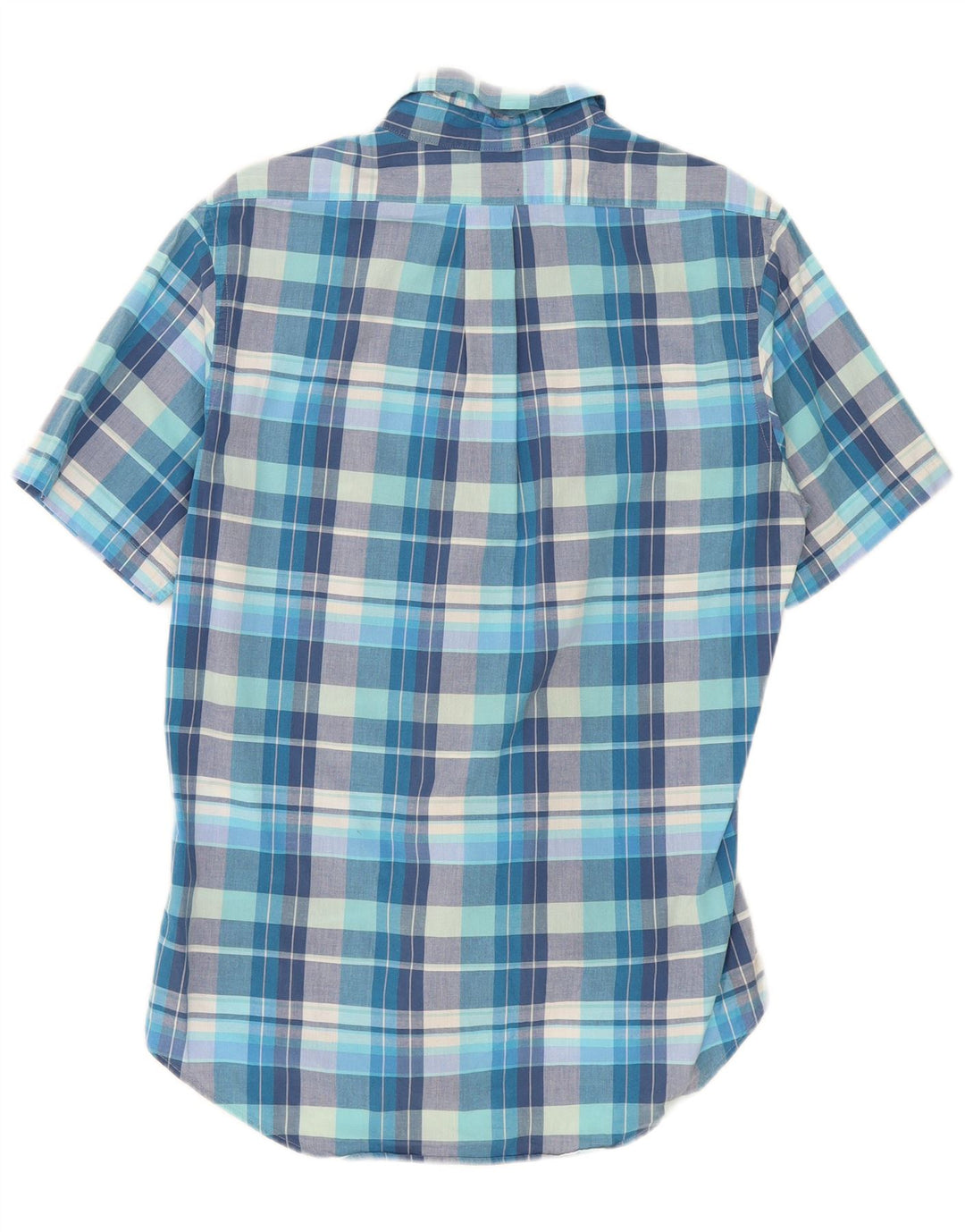 Brooks Brothers Mens Regent Short Sleeve Shirt Medium Blue Check Cotton