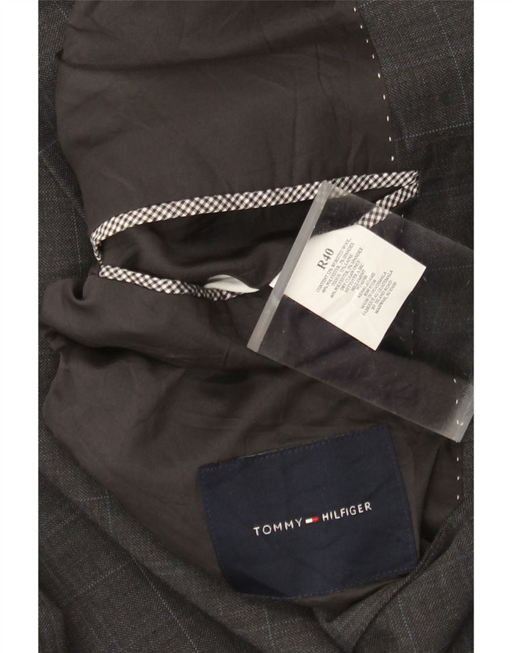 Tommy Hilfiger Mens 2 Button Blazer Jacket UK 40 Large Grey Check Wool