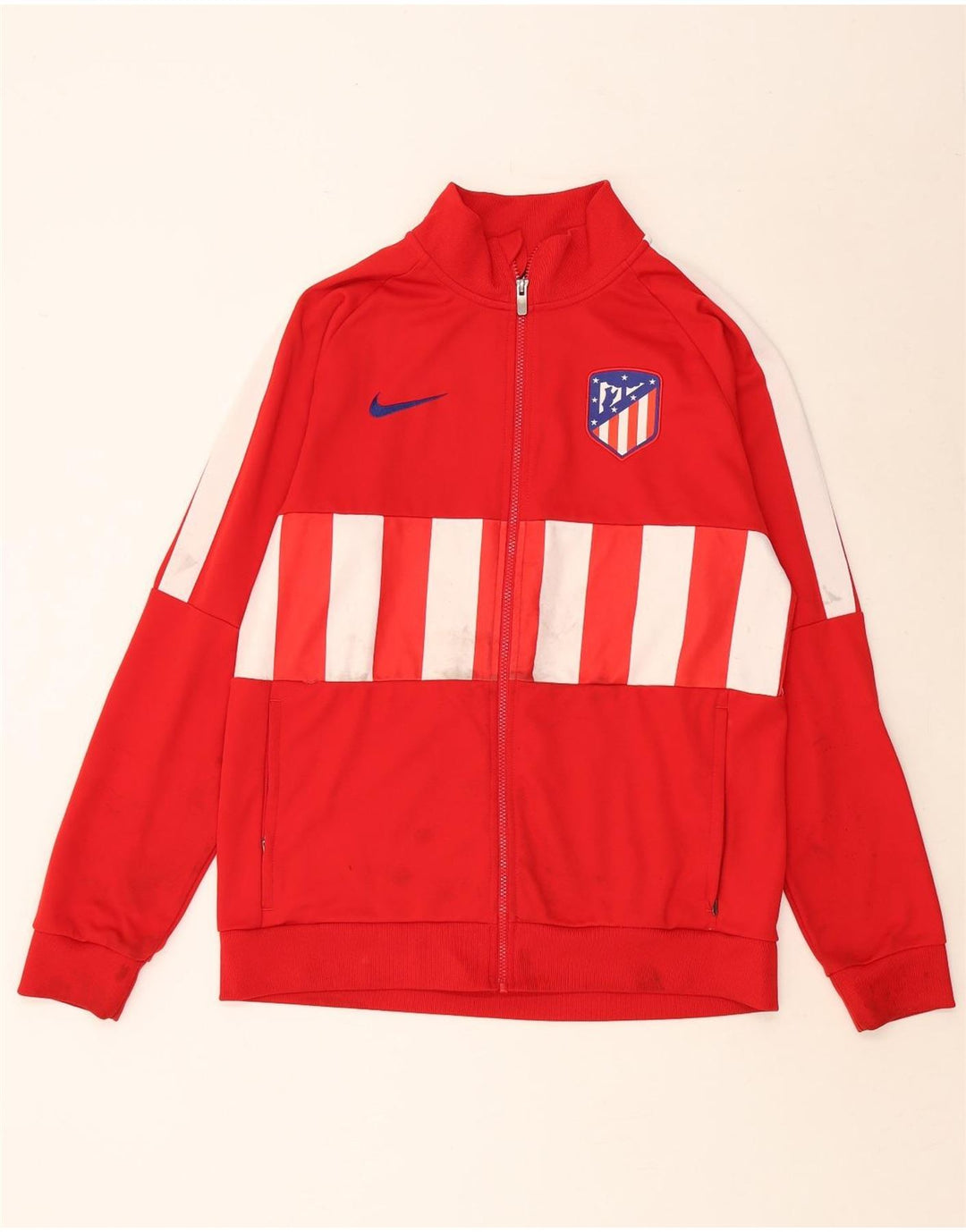 NIKE Mens Tracksuit Top Jacket Large Red Colourblock Polyester