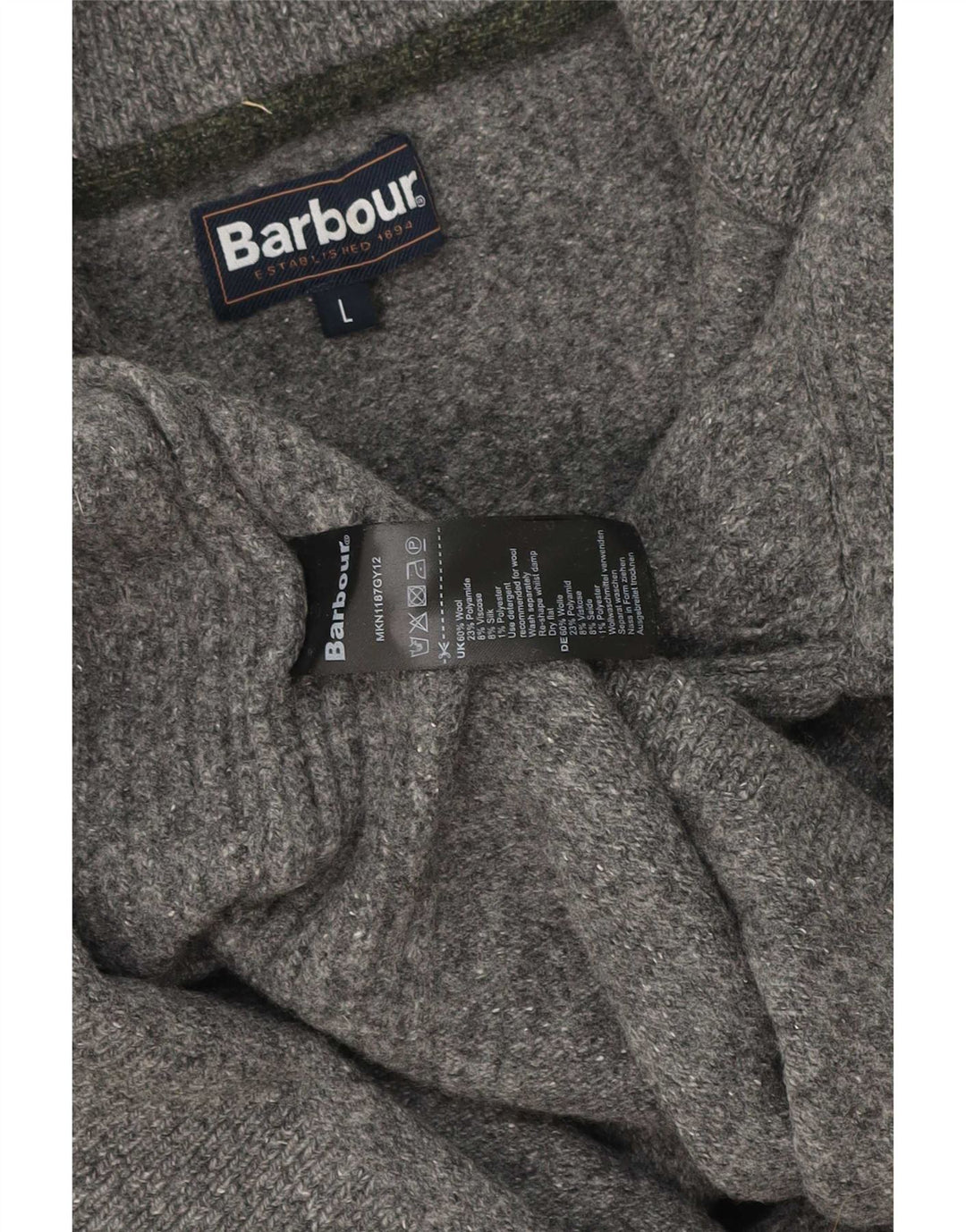 Γυναικείο πουλόβερ με φερμουάρ Barbour UK 16 Large Grey Wool