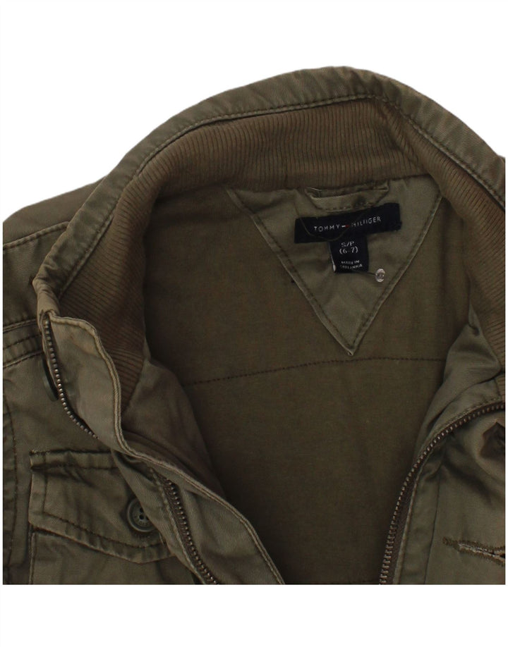 Tommy Hilfiger Boys Military Jacket 6-7 Years Small Khaki Cotton