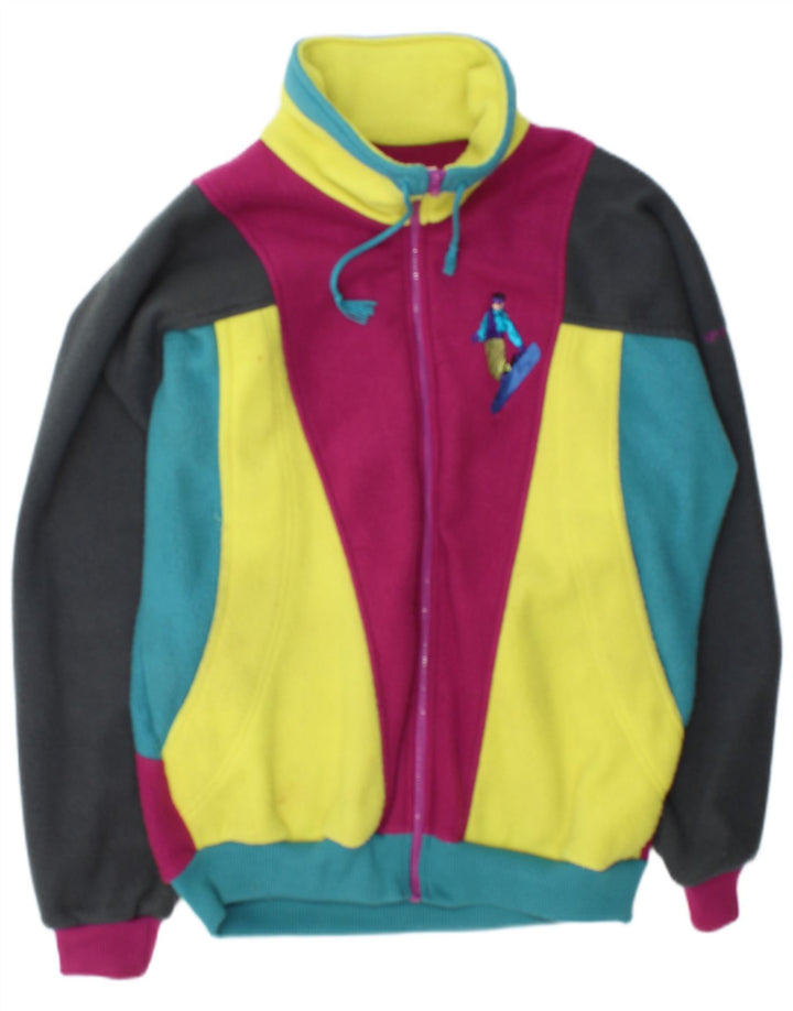 Vintage Mens Graphic Fleece Jacket UK 40 Large Multicoloured Colourblock