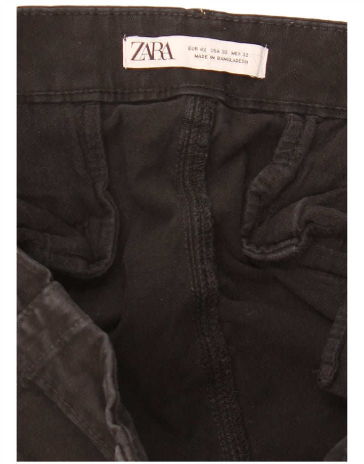 ZARA Mens Straight Cargo Trousers EU 42 Large W32 L29 Black