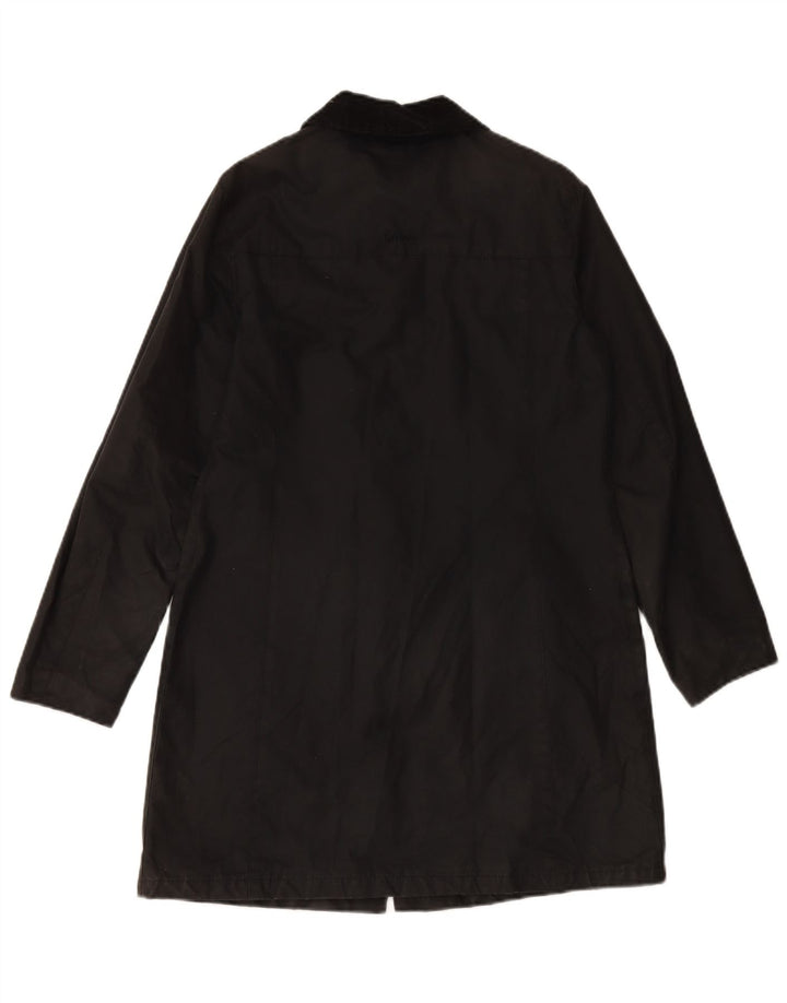 BARBOUR Womens Oversized Waxed Cotton Overcoat UK 10 Small Black Cotton