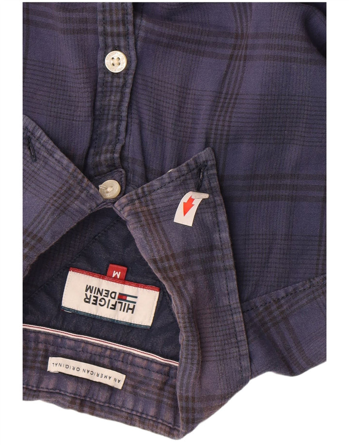 Tommy Hilfiger Mens Shirt Medium Navy Blue Check Cotton