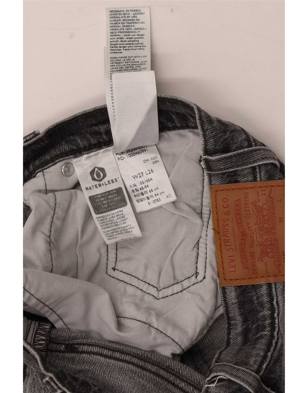 Levi's Womens 501 Straight Jeans W27 L26 Grey Cotton