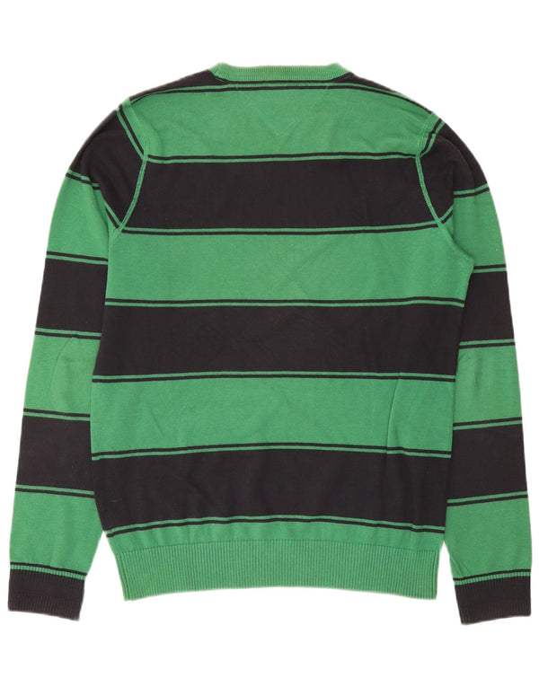 Maglione maglione girocollo da uomo Tommy Hilfiger grande cotone a righe verdi