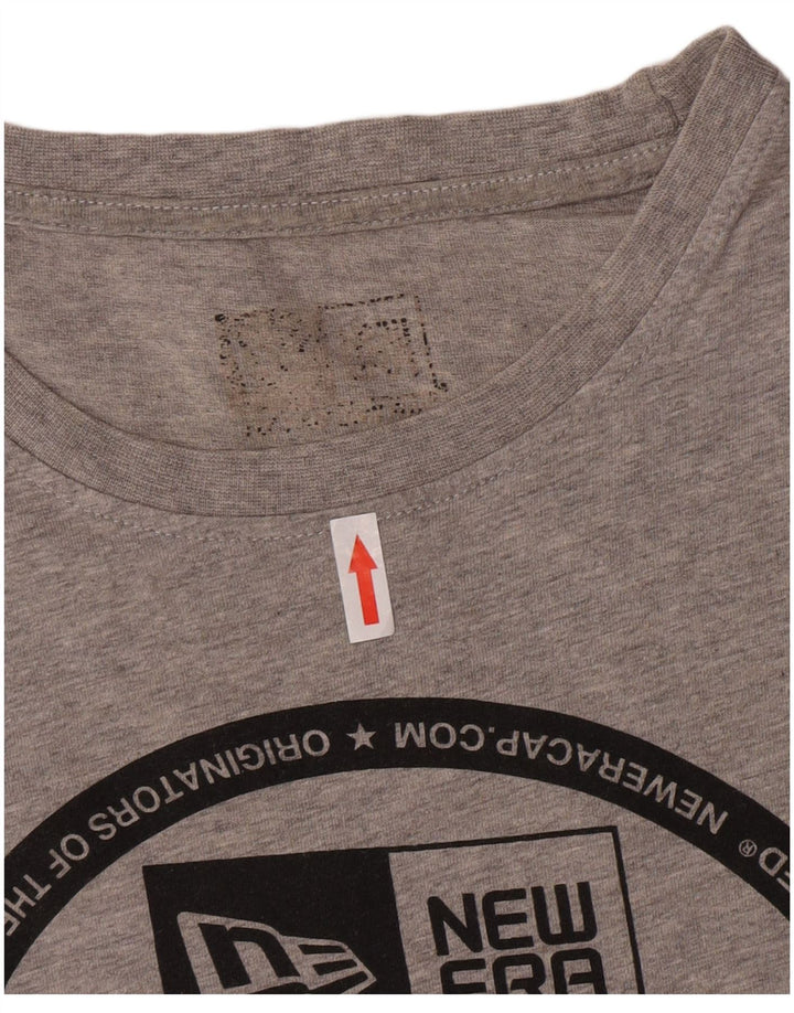 New Era Mens Graphic T-Shirt Top Large Grey Cotton
