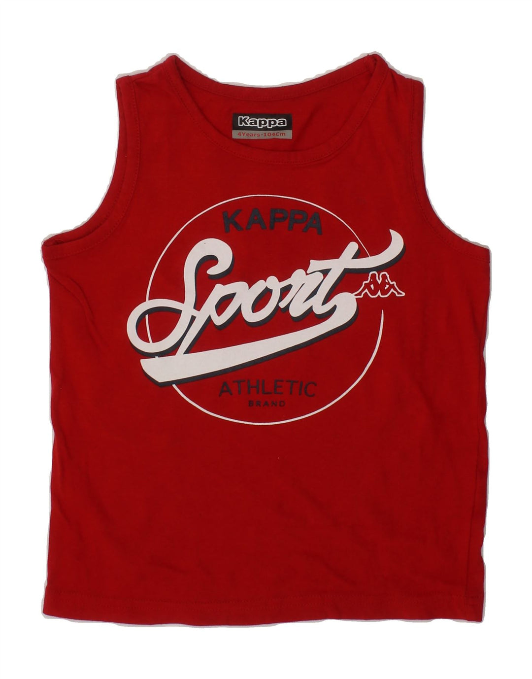 KAPPA Boys Athletic Fit  Graphic Vest Top 3-4 Years Red Vintage Kappa and Second-Hand Kappa from Messina Hembry 
