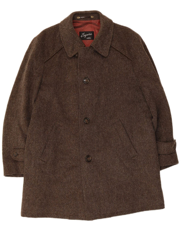 Esquire Mens Overcoat IT 48 Medium Brown Flecked Wool