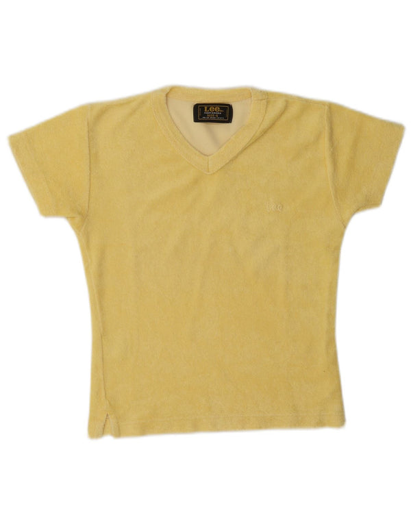 Lee Womens Crop Velvet T-Shirt Top UK 10 Petit Coton Jaune