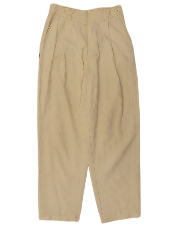 Винтажные женские брюки чинос с ремешком IT 38 XS W25 L26 Off White Cotton