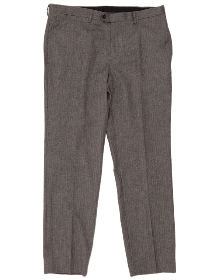 MARKS & SPENCER Mens Autograph Suit Trousers W36 L31 Grey Herringbone