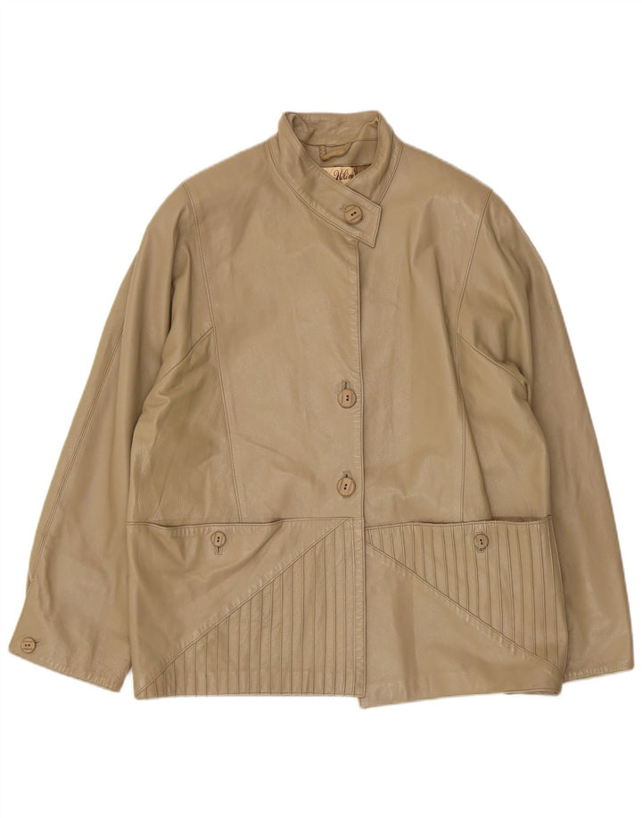 Giacca in pelle vintage da donna IT 46 grande in pelle beige