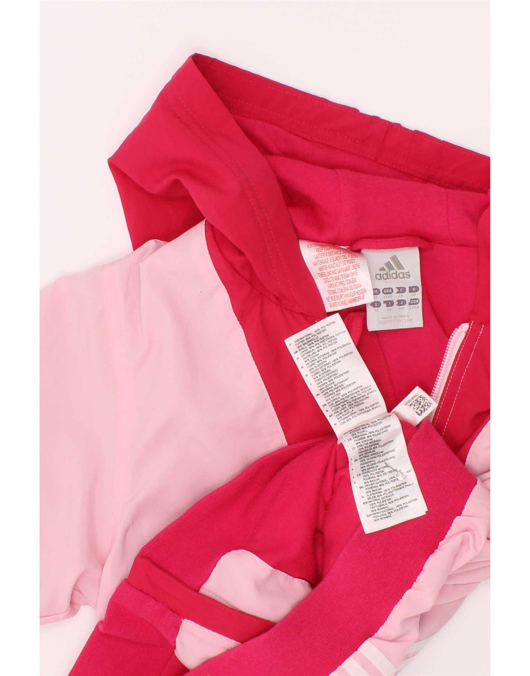 Adidas Girls Hooded Rain Jacket 2-3 Years Pink Colourblock Polyester