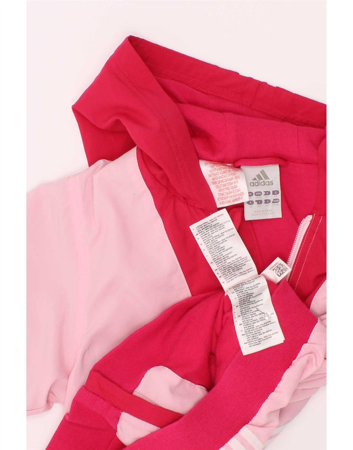 Adidas Girls Hooded Rain Jacket 2-3 Years Pink Colourblock Polyester