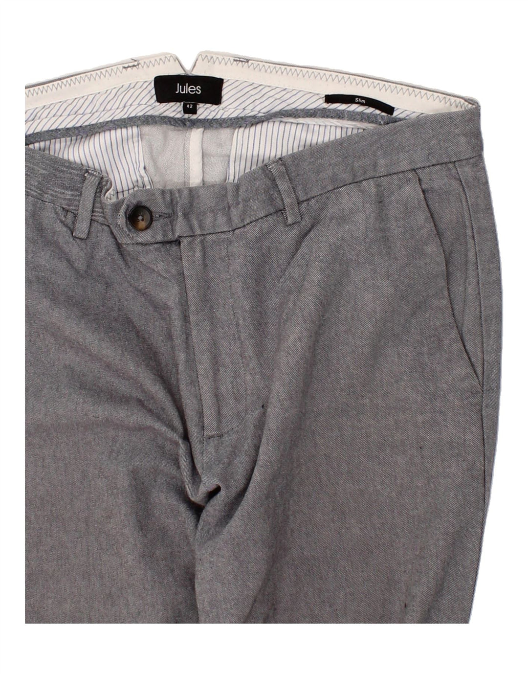 JULES Womens Slim Chino Trousers EU 42 Large W32 L29 Grey Polyester Vintage Jules and Second-Hand Jules from Messina Hembry 