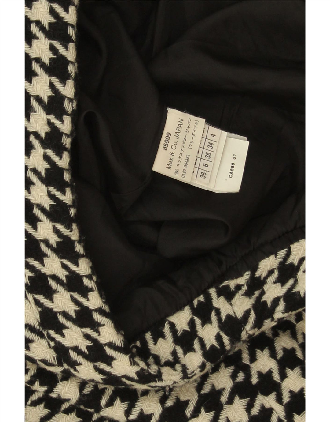 Max & Co. Womens Mini Skirt UK 6 XS W28  Black Houndstooth Wool