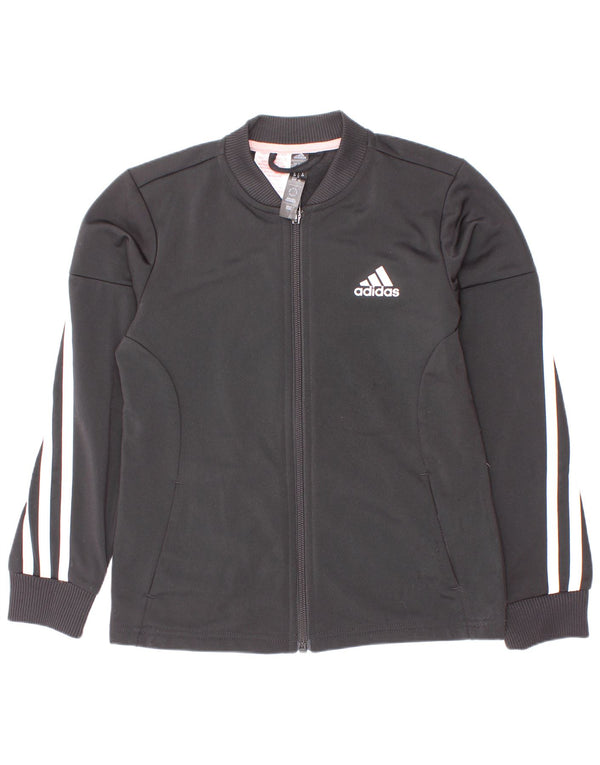 Adidas Veste de survêtement pour fille 7-8 ans Noir à fines rayures Polyester
