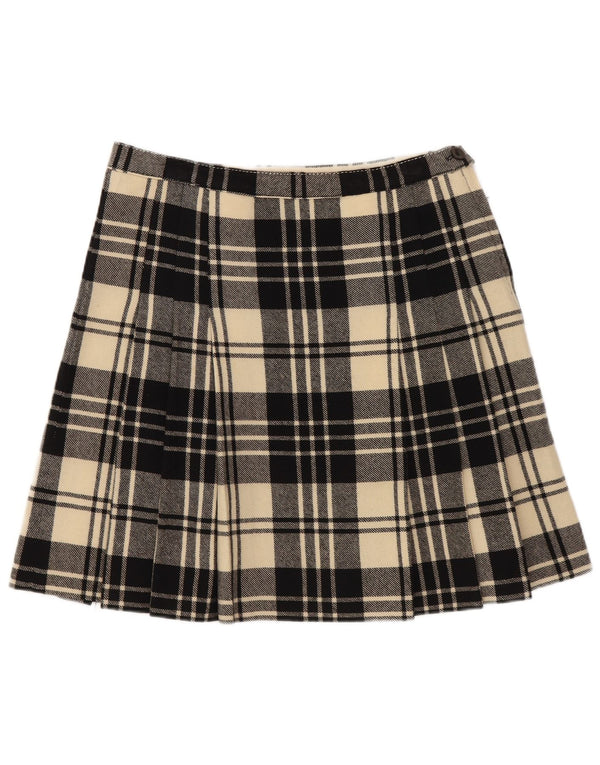 Vintage dame mininederdel W26 lille sort plaid