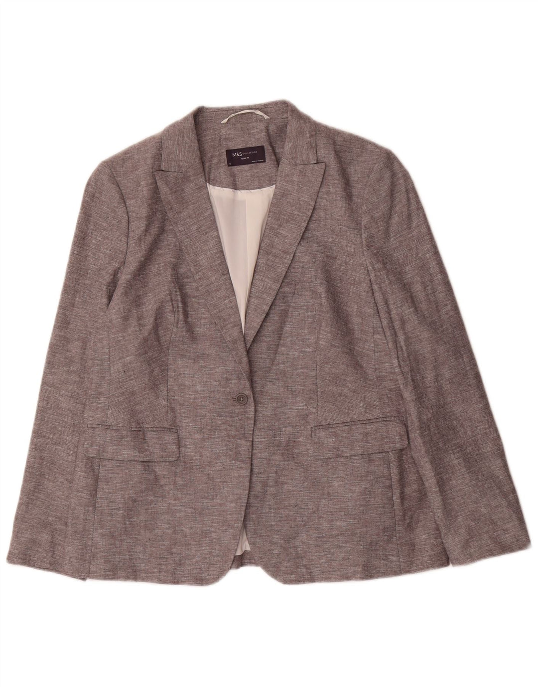 Marks & Spencer Veste blazer coupe slim à 1 bouton pour femme UK 16 Large Gris