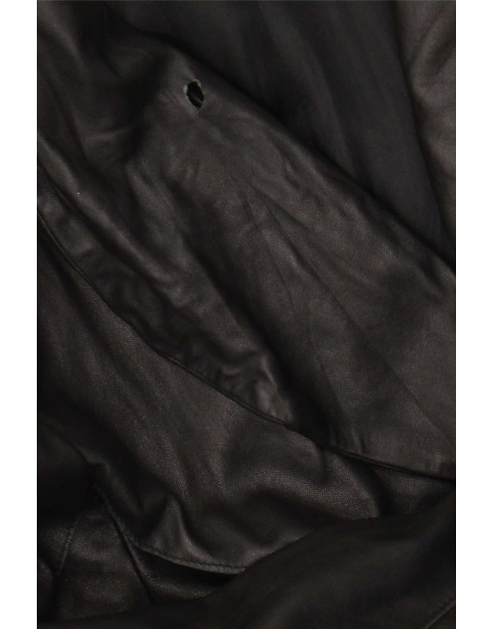 Vintage Womens Leather Coat IT 46 Large Black Leather