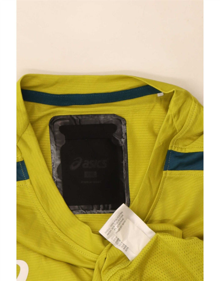 Asics Mens Graphic T-Shirt Top 2XL Yellow Colourblock Polyester