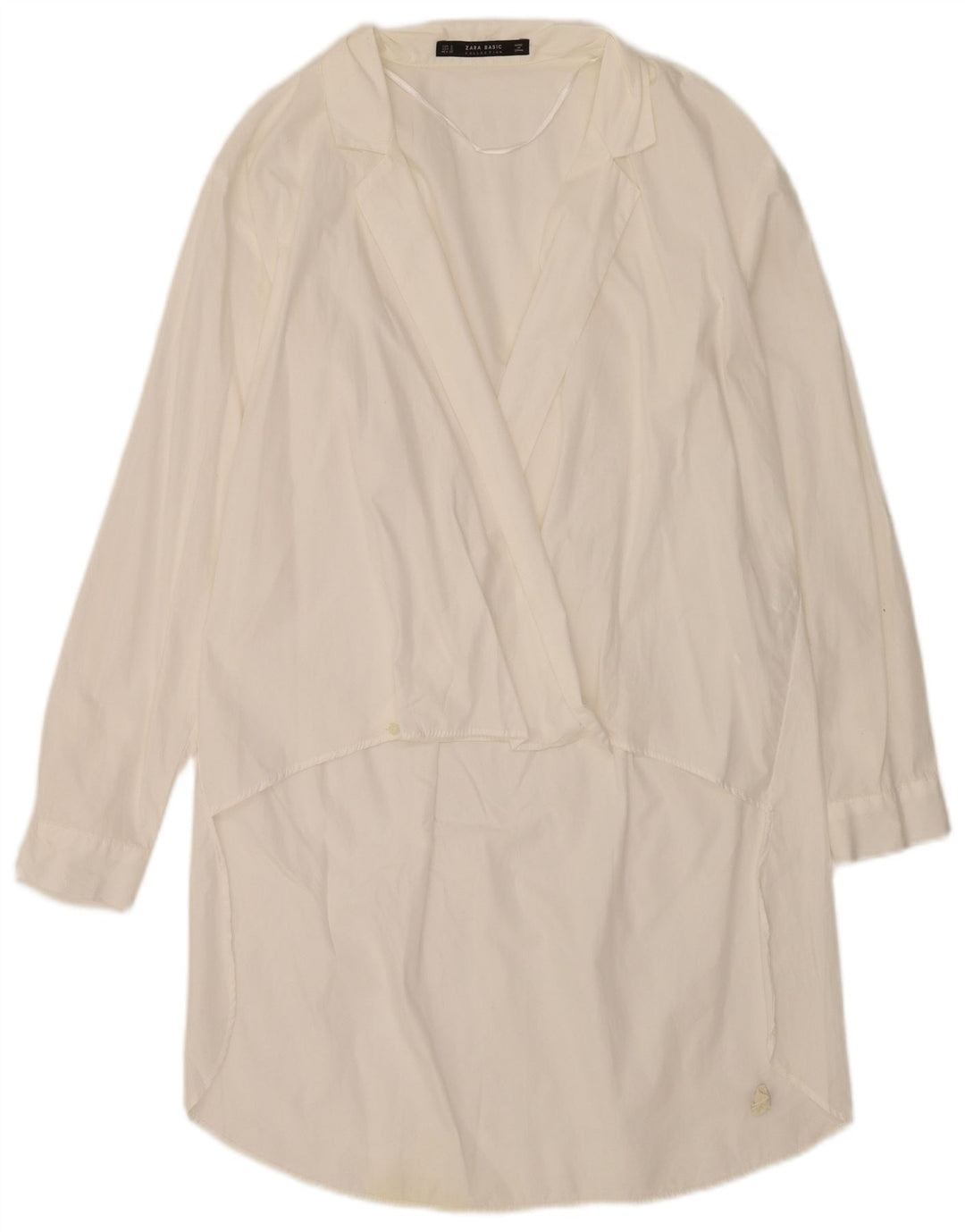 Zara Womens Long Sleeve Shift Dress UK 10 Small White Cotton