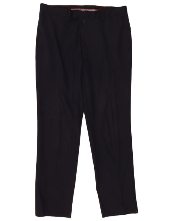 Pantaloni da abito slim fit da uomo Marks & Spencer W36 L31 lana blu navy