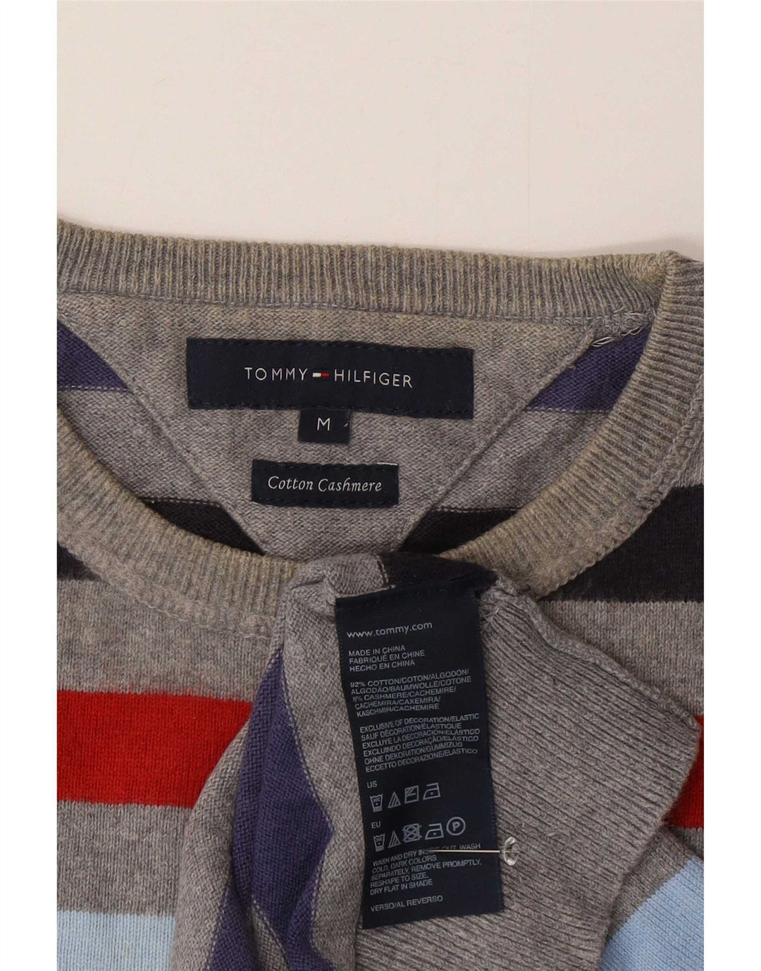 Maglione maglione girocollo da uomo Tommy Hilfiger a righe multicolori medie