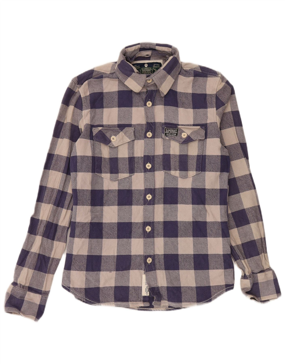 Superdry Chemise en flanelle pour homme en coton vichy bleu marine Large
