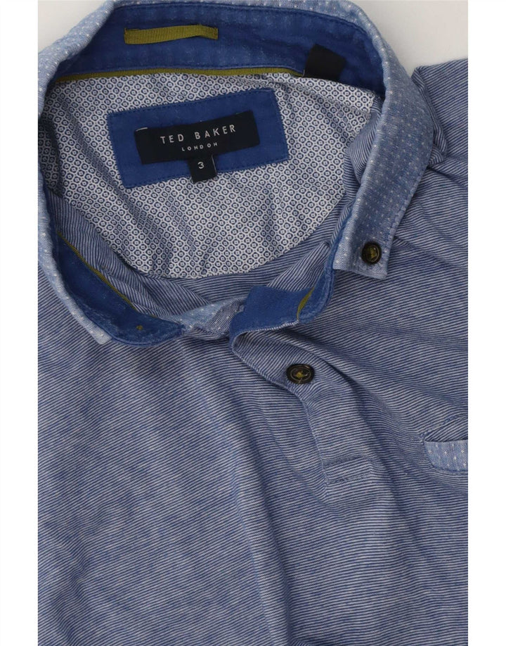 Ted Baker Polo Homme Taille 3 Bleu Moyen Rayé