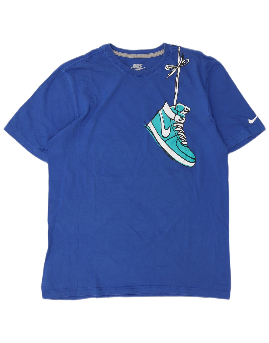 NIKE Herre Regular Fit Grafisk T-Shirt Top Stor Blå Bomuld