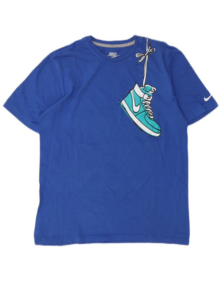 NIKE Herre Regular Fit Grafisk T-Shirt Top Stor Blå Bomuld