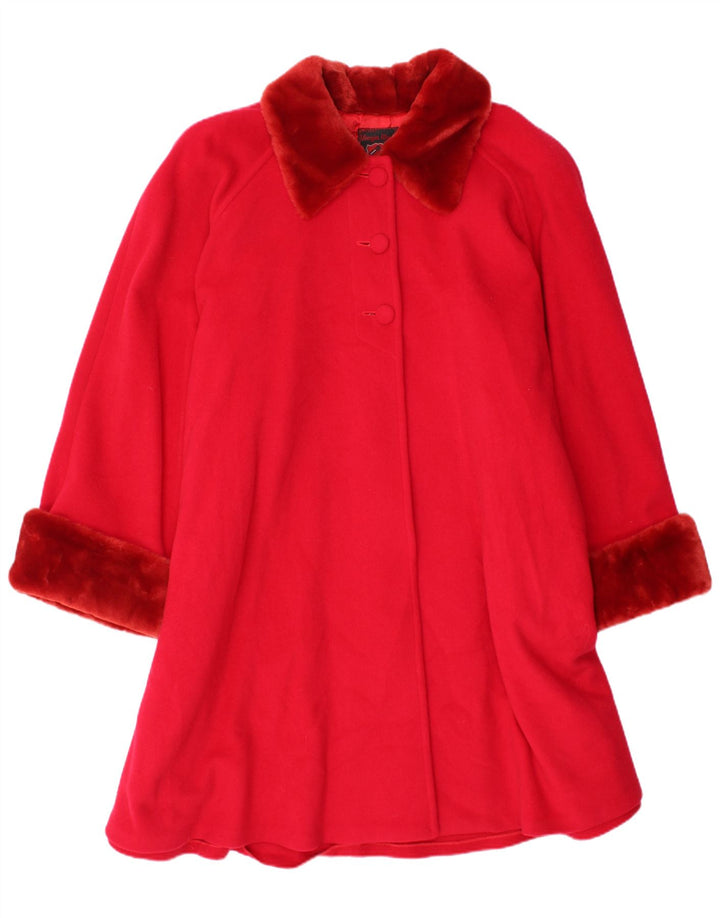 Vintage Womens Overcoat UK 20 2XL Red Virgin Wool