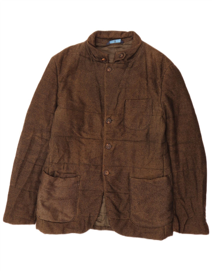 Massimo Dutti Herre polstret jakke EU 48 Medium Brun Flecked Bomuld