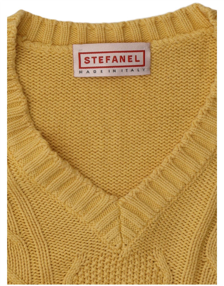 Stefanel Herren-Pullover mit V-Ausschnitt, XL, Gelb