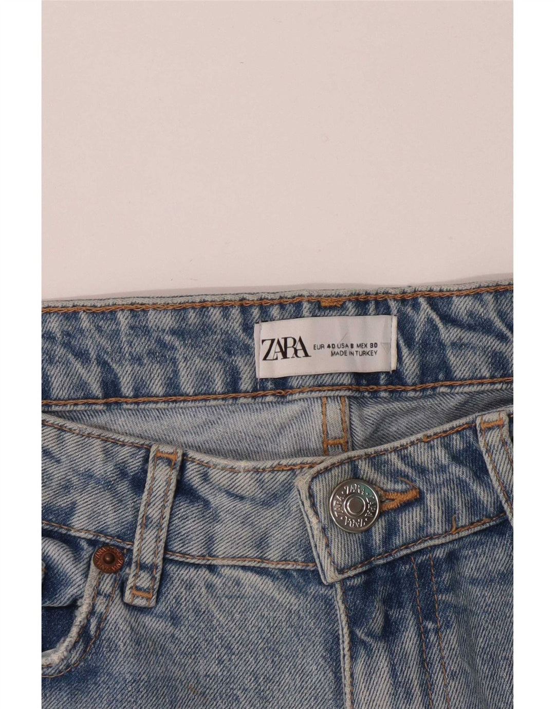 Blugi drepti distressed pentru femei Zara EU 40 Medium W30 L28 Albastru