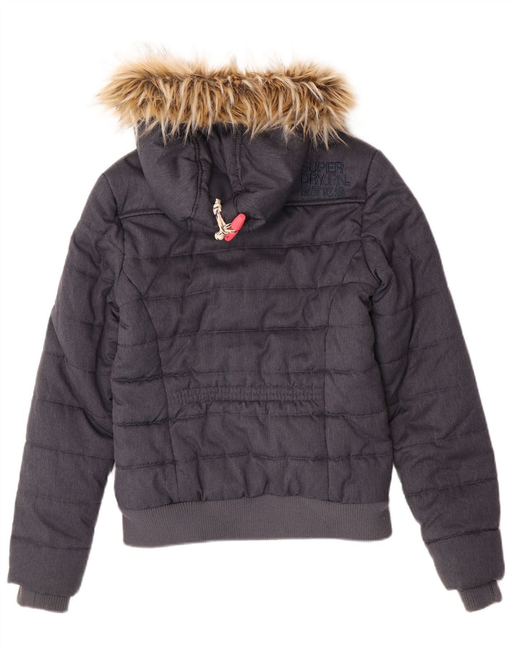 Superdry ženska bomber jakna s kapuljačom, podstavljena jakna UK 8 Mali sivi poliester