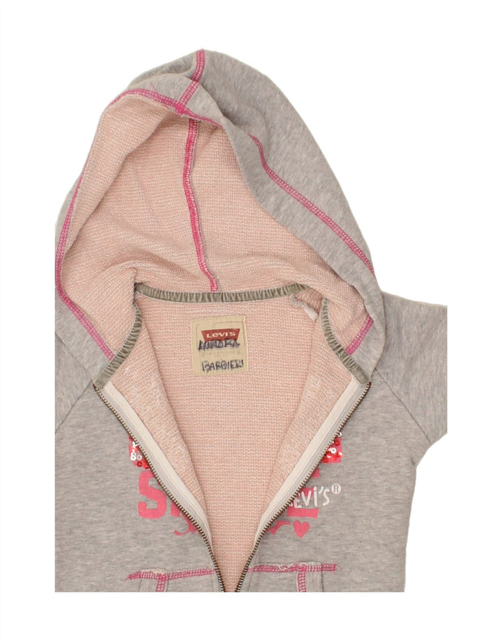 LEVI'S Girls Graphic Zip Hoodie Sweater 4-5 Years Grey Cotton Vintage Levi's and Second-Hand Levi's from Messina Hembry 