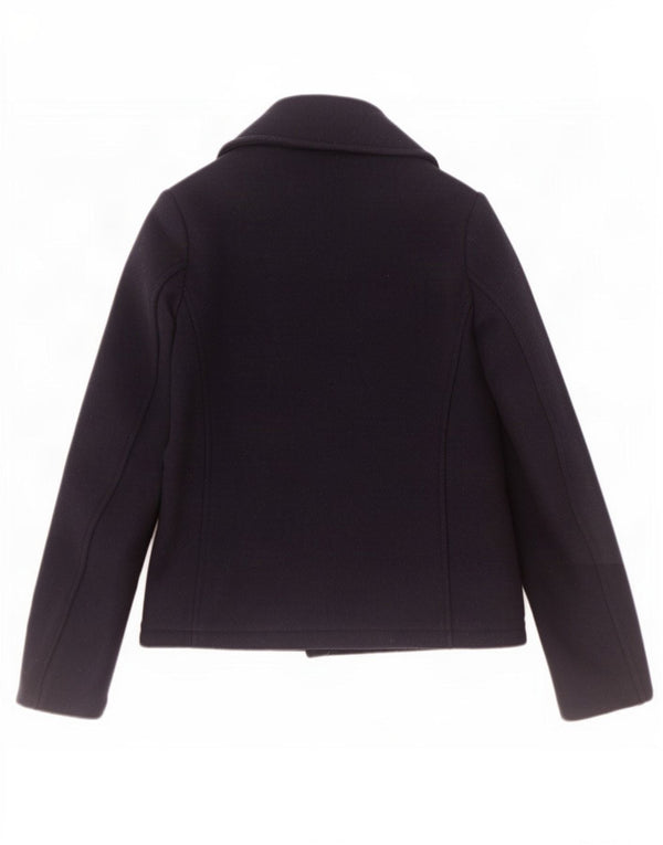 Fat Face Womens Pea Coat Reino Unido 10 Lã Azul Marinho Pequeno