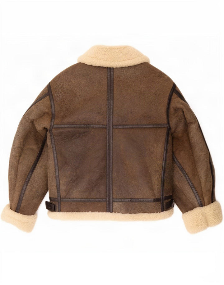 Giacca in shearling da uomo Wallace Sacks UK 40 grande in pelle grigia