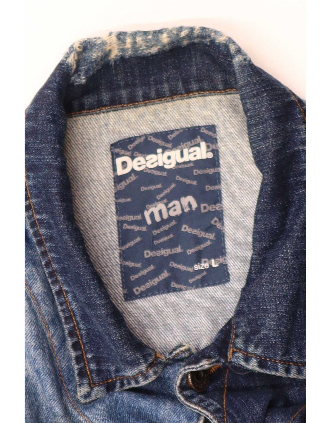 Desigual Veste en jean pour homme UK 40 Large Bleu Coton