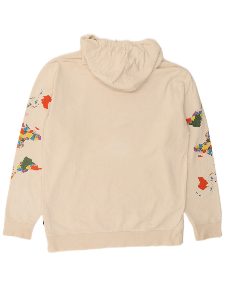 Vans Mens Graphic Hoodie Jumper Large Off White Cotton