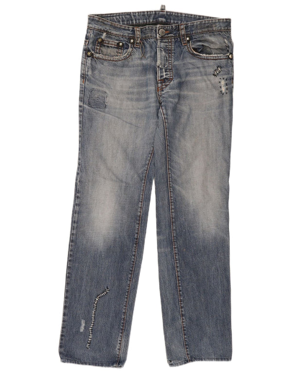 Dsquared2 Jeans dritti invecchiati da uomo IT 50 Large W36 L32 Blu