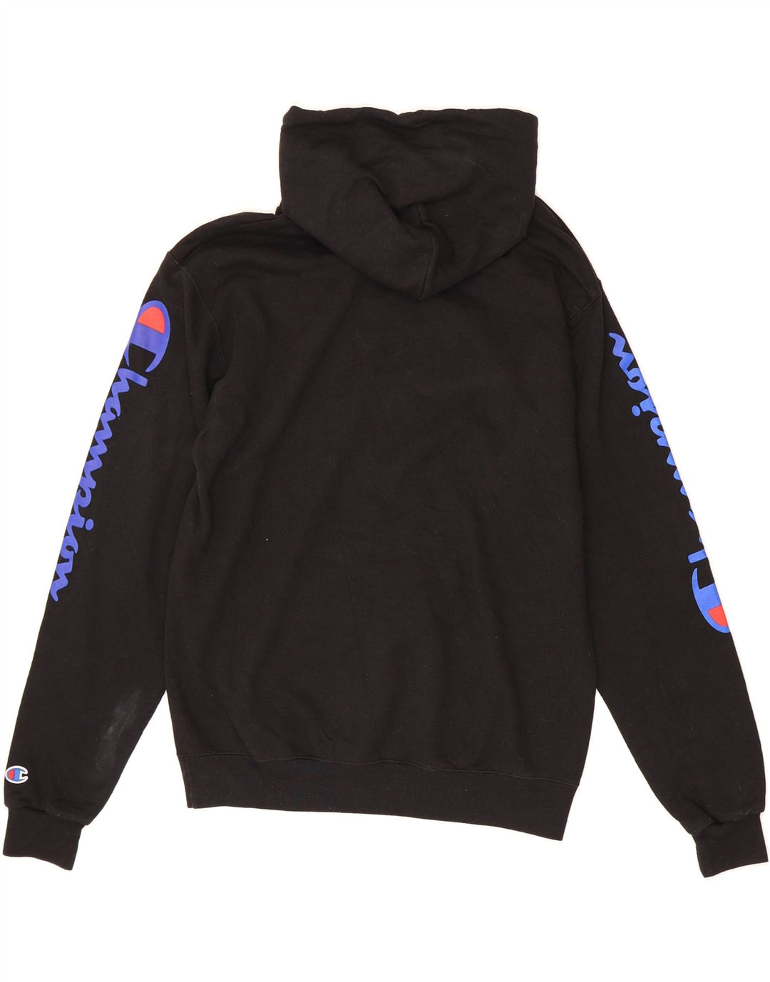 CHAMPION Mens Graphic Hoodie Jumper Medium Black Vintage Champion and Second-Hand Champion from Messina Hembry 