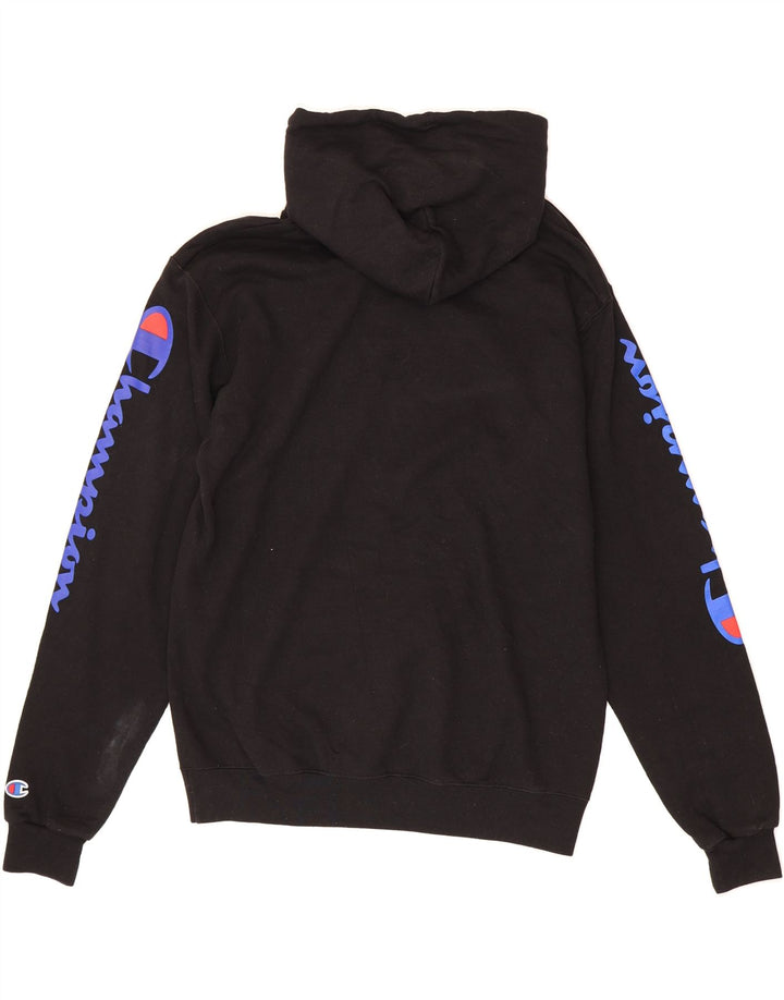 CHAMPION Mens Graphic Hoodie Jumper Medium Black Vintage Champion and Second-Hand Champion from Messina Hembry 
