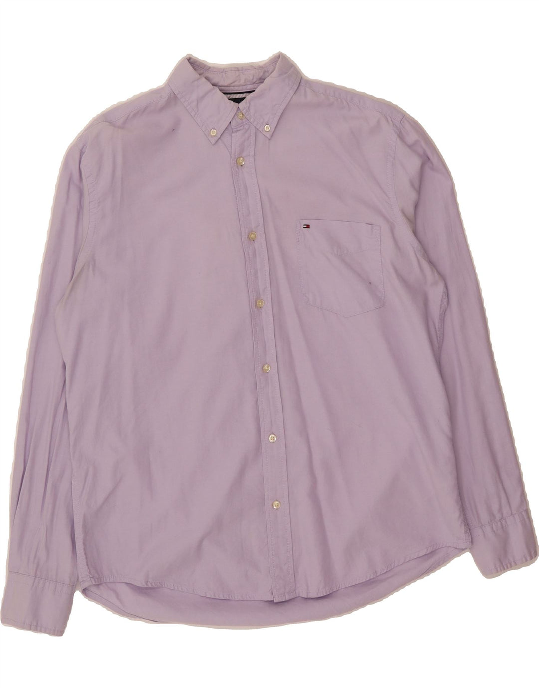TOMMY HILFIGER Mens Classic Fit Shirt Medium Purple Cotton Vintage Tommy Hilfiger and Second-Hand Tommy Hilfiger from Messina Hembry 